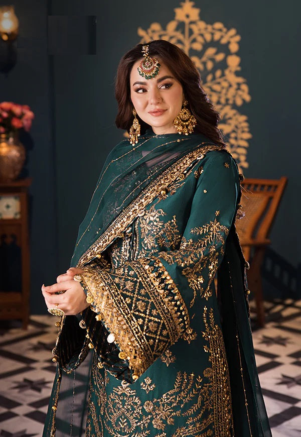 Embroidered Chiffon Unstitched 3 Piece Suit | Luxury Formal Collection | Wedding & Party Wear