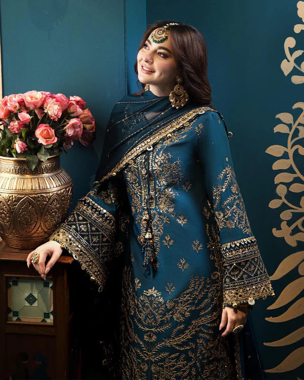 Embroidered Chiffon Unstitched 3 Piece Suit | Luxury Formal Collection | Wedding & Party Wear