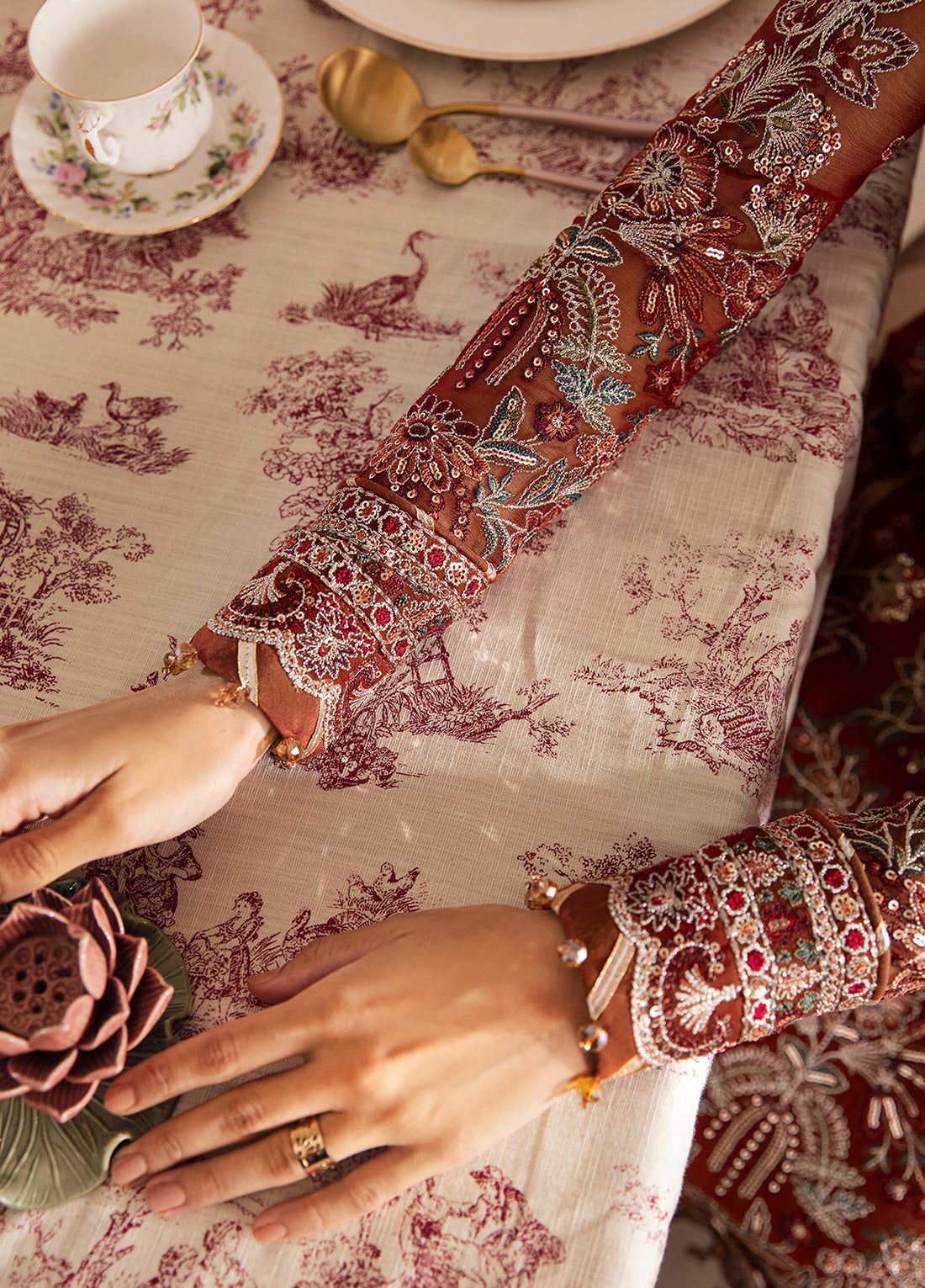 Peach Net Embroidered Unstitched Suit | Luxury 3 Piece | Wedding & Party Wear Collection