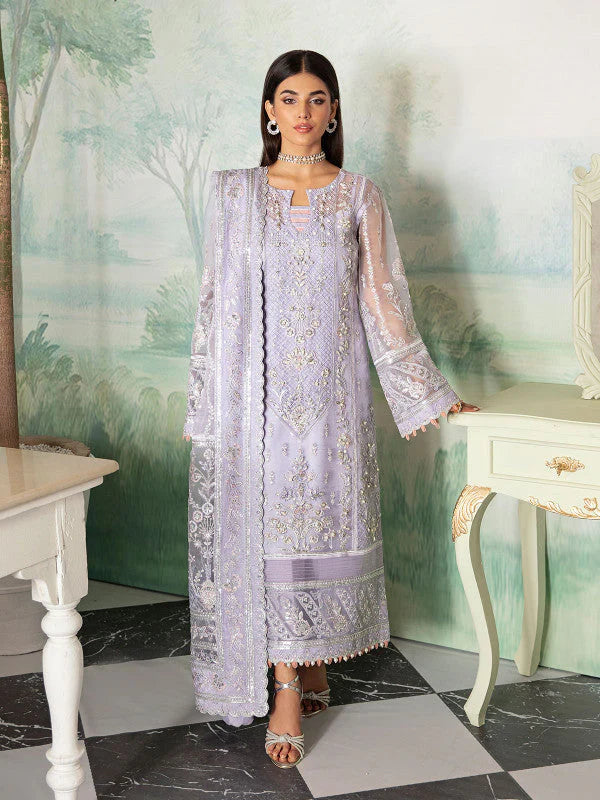 Luxury Lavender Embroidered Unstitched Suit | Festive & Party Wear 3 Piece | Chiffon Dupatta Collection