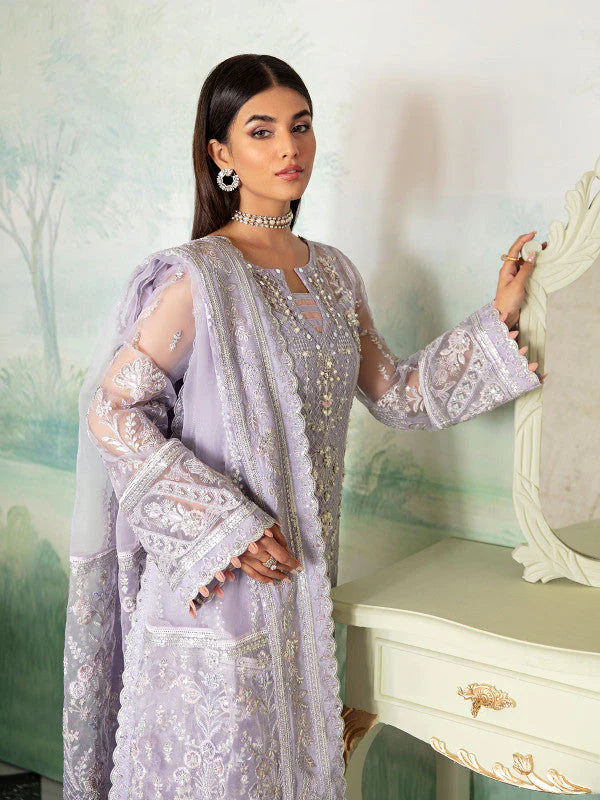 Luxury Lavender Embroidered Unstitched Suit | Festive & Party Wear 3 Piece | Chiffon Dupatta Collection