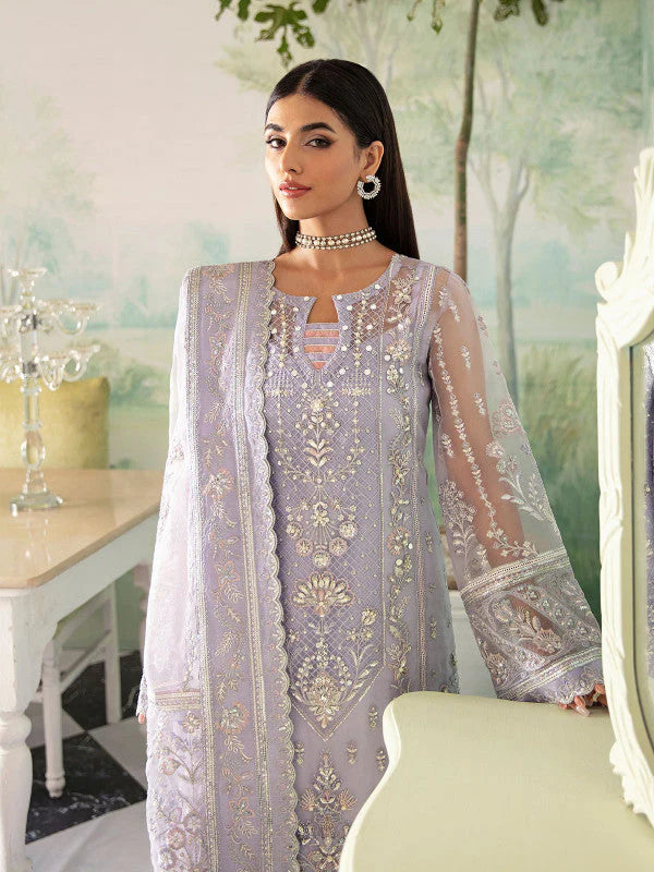 Luxury Lavender Embroidered Unstitched Suit | Festive & Party Wear 3 Piece | Chiffon Dupatta Collection