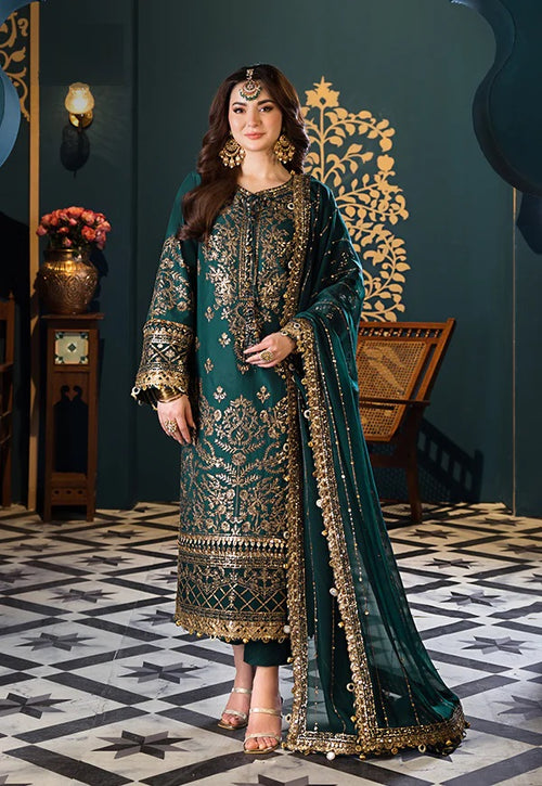 Embroidered Chiffon Unstitched 3 Piece Suit | Luxury Formal Collection | Wedding & Party Wear
