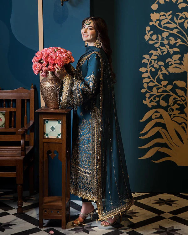 Embroidered Chiffon Unstitched 3 Piece Suit | Luxury Formal Collection | Wedding & Party Wear
