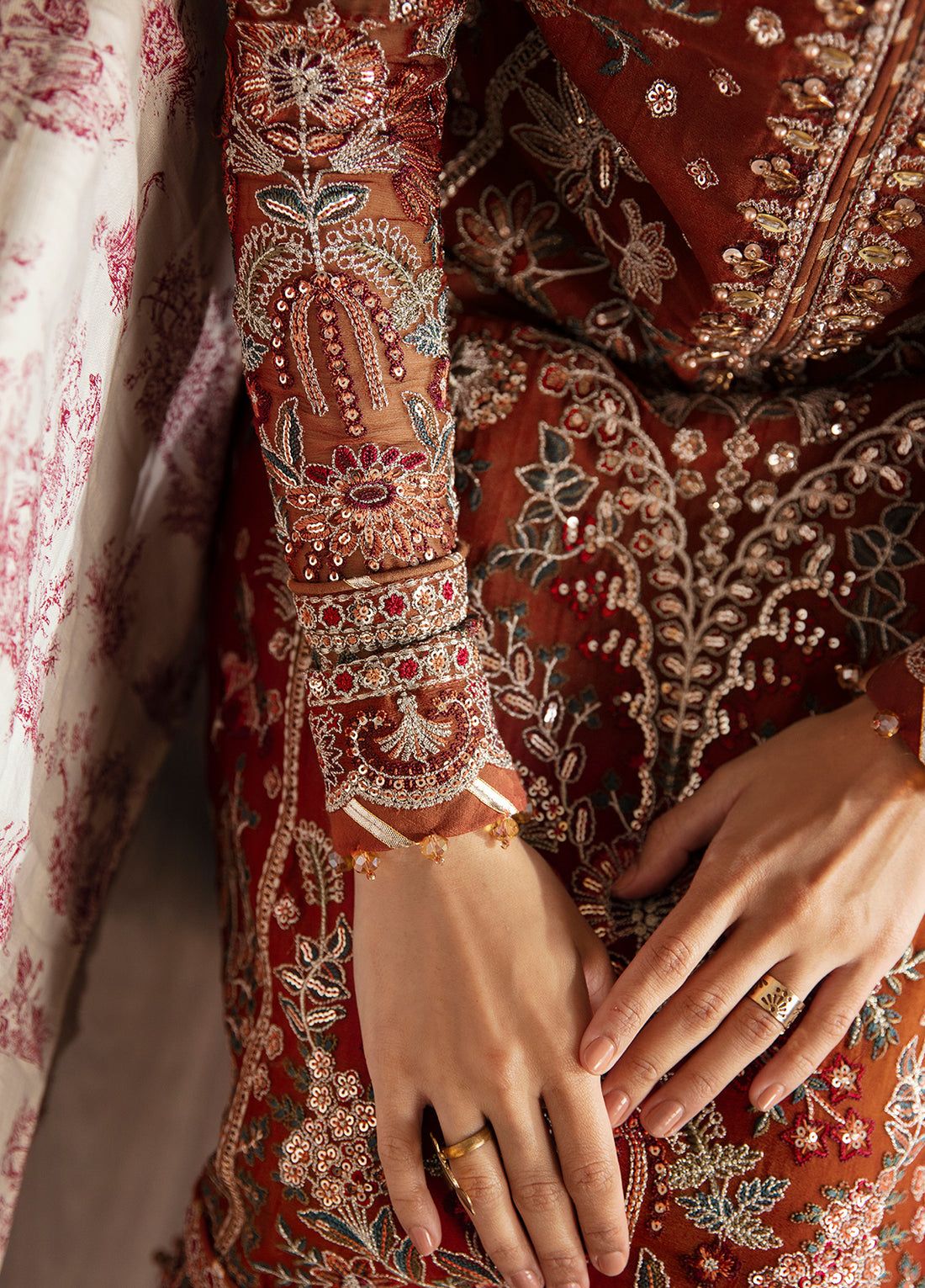 Peach Net Embroidered Unstitched Suit | Luxury 3 Piece | Wedding & Party Wear Collection